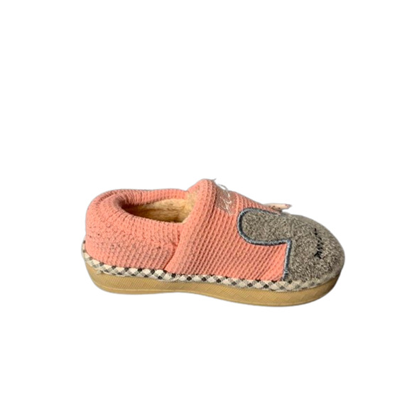 Cute Baby Girls Pink & Grey Bunny Slippers Size 1 - Picture 6 of 8